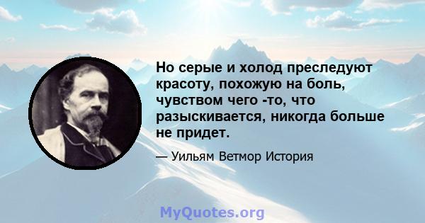 Но серые и холод преследуют красоту, похожую на боль, чувством чего -то, что разыскивается, никогда больше не придет.