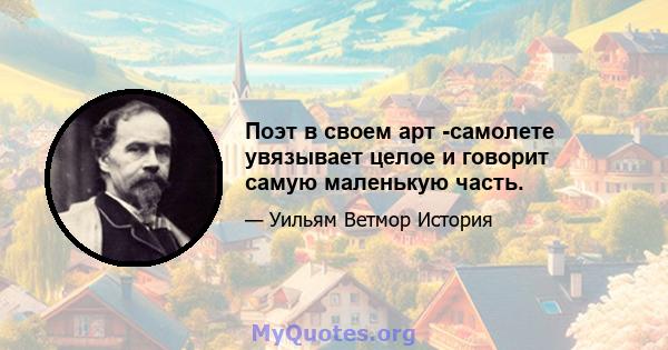 Поэт в своем арт -самолете увязывает целое и говорит самую маленькую часть.