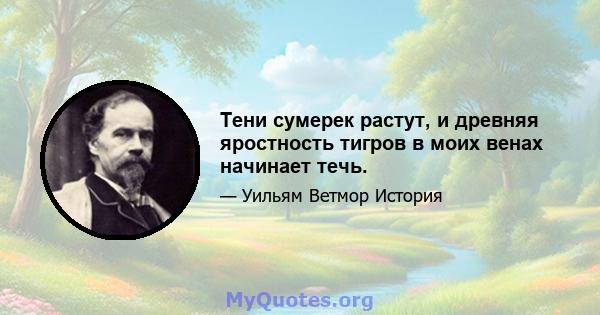 Тени сумерек растут, и древняя яростность тигров в моих венах начинает течь.