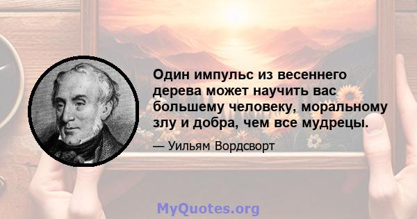 Один импульс из весеннего дерева может научить вас большему человеку, моральному злу и добра, чем все мудрецы.