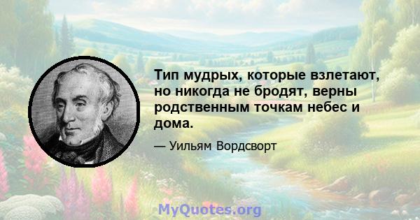 Тип мудрых, которые взлетают, но никогда не бродят, верны родственным точкам небес и дома.