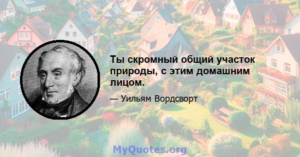 Ты скромный общий участок природы, с этим домашним лицом.