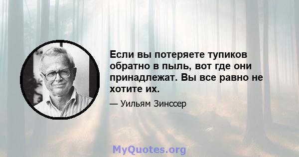 Если вы потеряете тупиков обратно в пыль, вот где они принадлежат. Вы все равно не хотите их.