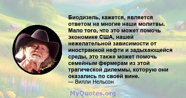 Биодизель, кажется, является ответом на многие наши молитвы. Мало того, что это может помочь экономике США, нашей нежелательной зависимости от иностранной нефти и задыхающейся среды, это также может помочь семейным