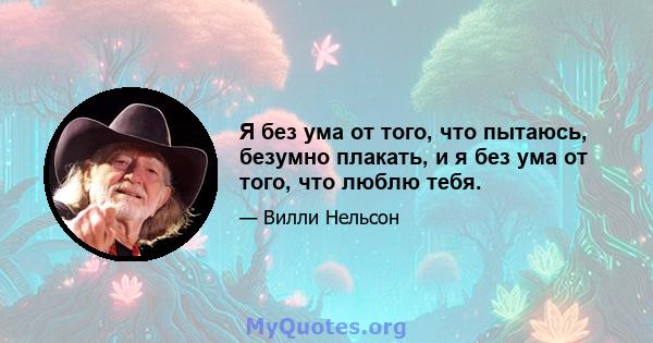 Я без ума от того, что пытаюсь, безумно плакать, и я без ума от того, что люблю тебя.