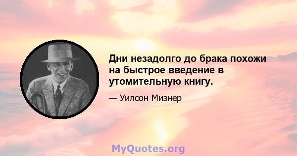 Дни незадолго до брака похожи на быстрое введение в утомительную книгу.