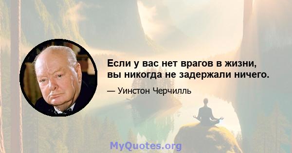 Если у вас нет врагов в жизни, вы никогда не задержали ничего.