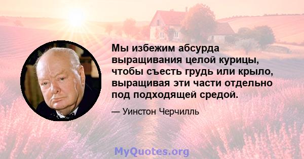 Мы избежим абсурда выращивания целой курицы, чтобы съесть грудь или крыло, выращивая эти части отдельно под подходящей средой.