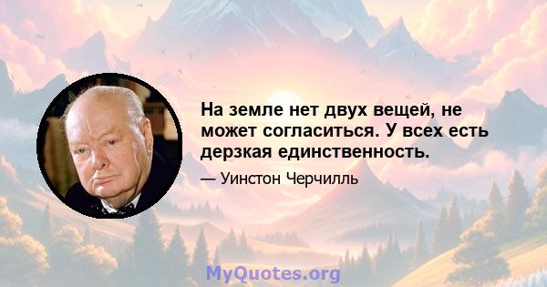 На земле нет двух вещей, не может согласиться. У всех есть дерзкая единственность.