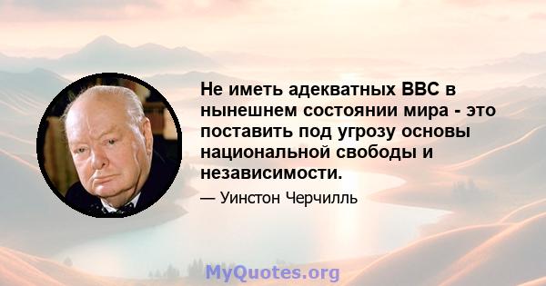 Не иметь адекватных ВВС в нынешнем состоянии мира - это поставить под угрозу основы национальной свободы и независимости.