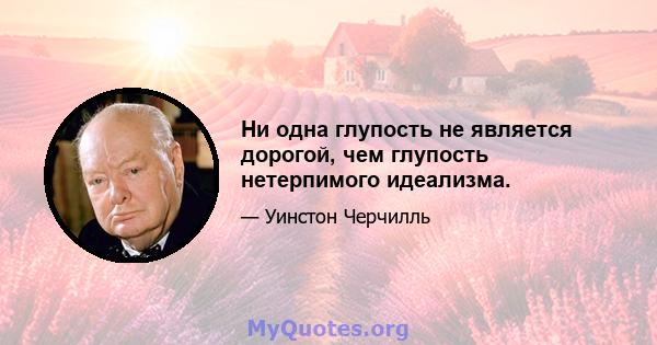 Ни одна глупость не является дорогой, чем глупость нетерпимого идеализма.