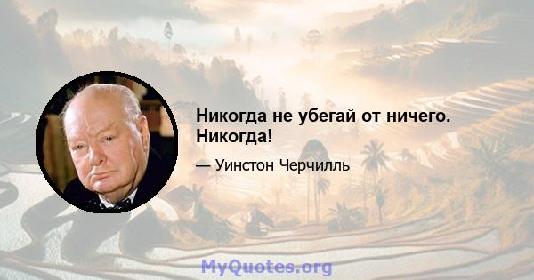 Никогда не убегай от ничего. Никогда!