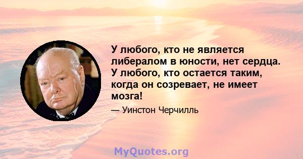 У любого, кто не является либералом в юности, нет сердца. У любого, кто остается таким, когда он созревает, не имеет мозга!