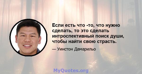 Если есть что -то, что нужно сделать, то это сделать интроспективный поиск души, чтобы найти свою страсть.