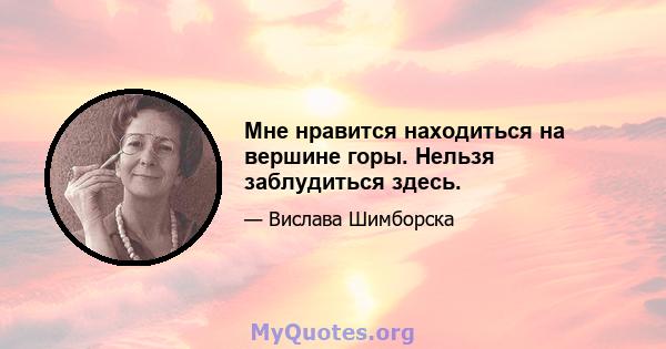 Мне нравится находиться на вершине горы. Нельзя заблудиться здесь.