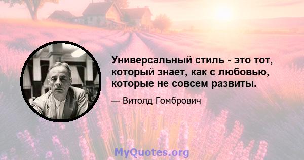 Универсальный стиль - это тот, который знает, как с любовью, которые не совсем развиты.