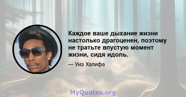 Каждое ваше дыхание жизни настолько драгоценен, поэтому не тратьте впустую момент жизни, сидя идоль.