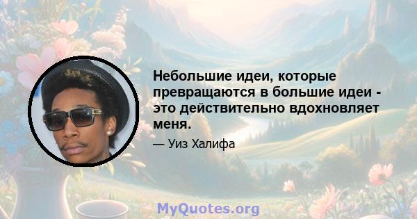 Небольшие идеи, которые превращаются в большие идеи - это действительно вдохновляет меня.