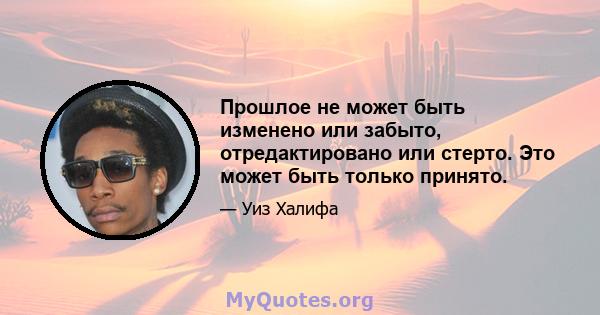 Прошлое не может быть изменено или забыто, отредактировано или стерто. Это может быть только принято.