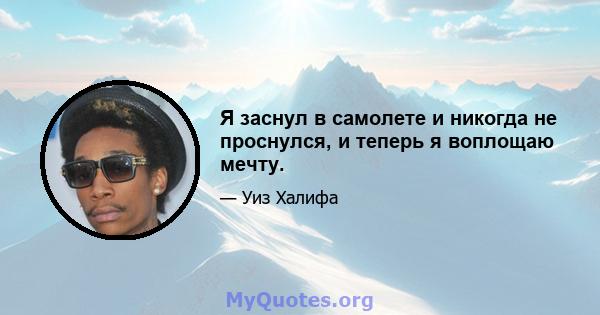 Я заснул в самолете и никогда не проснулся, и теперь я воплощаю мечту.