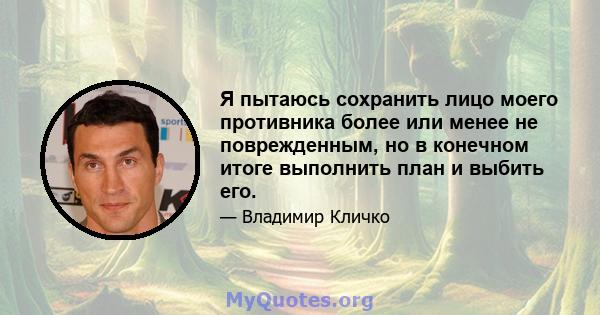 Я пытаюсь сохранить лицо моего противника более или менее не поврежденным, но в конечном итоге выполнить план и выбить его.