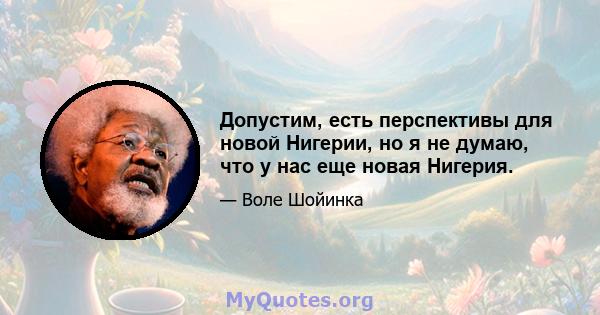 Допустим, есть перспективы для новой Нигерии, но я не думаю, что у нас еще новая Нигерия.