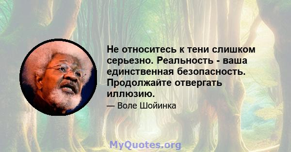 Не относитесь к тени слишком серьезно. Реальность - ваша единственная безопасность. Продолжайте отвергать иллюзию.