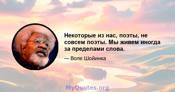 Некоторые из нас, поэты, не совсем поэты. Мы живем иногда за пределами слова.