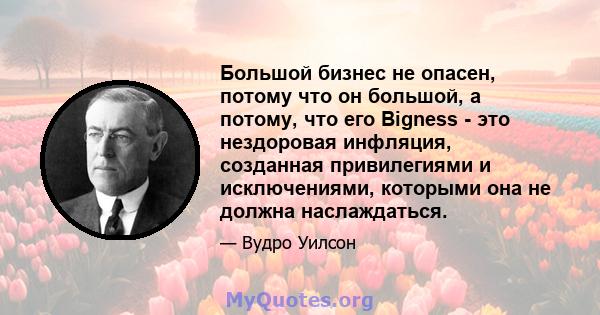 Большой бизнес не опасен, потому что он большой, а потому, что его Bigness - это нездоровая инфляция, созданная привилегиями и исключениями, которыми она не должна наслаждаться.