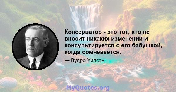 Консерватор - это тот, кто не вносит никаких изменений и консультируется с его бабушкой, когда сомневается.