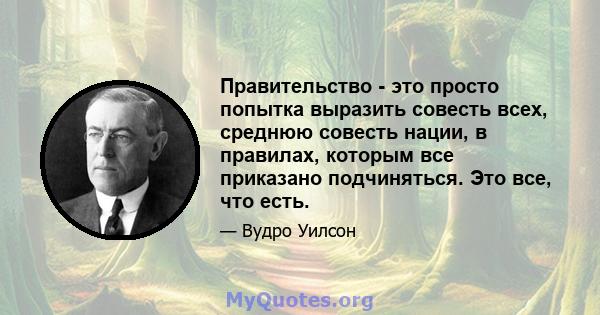 Правительство - это просто попытка выразить совесть всех, среднюю совесть нации, в правилах, которым все приказано подчиняться. Это все, что есть.