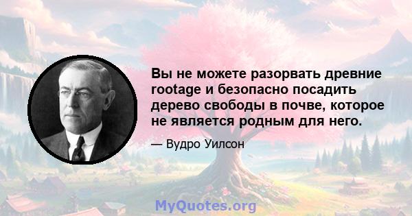 Вы не можете разорвать древние rootage и безопасно посадить дерево свободы в почве, которое не является родным для него.