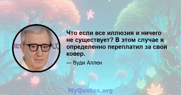 Что если все иллюзия и ничего не существует? В этом случае я определенно переплатил за свой ковер.