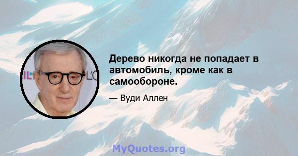 Дерево никогда не попадает в автомобиль, кроме как в самообороне.