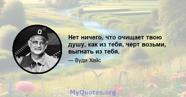 Нет ничего, что очищает твою душу, как из тебя, черт возьми, выгнать из тебя.