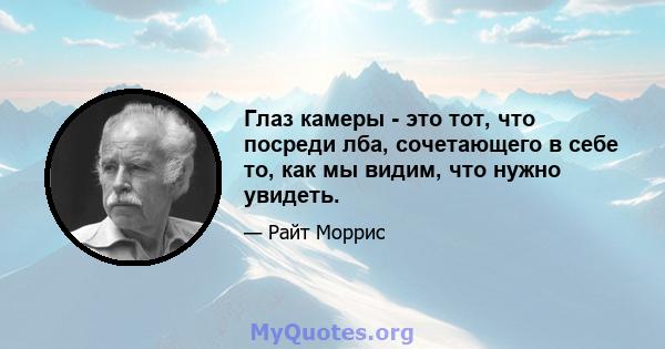 Глаз камеры - это тот, что посреди лба, сочетающего в себе то, как мы видим, что нужно увидеть.