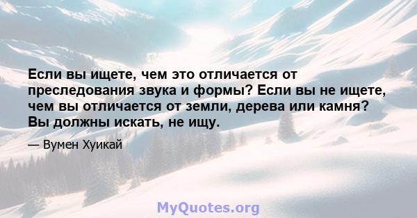 Если вы ищете, чем это отличается от преследования звука и формы? Если вы не ищете, чем вы отличается от земли, дерева или камня? Вы должны искать, не ищу.