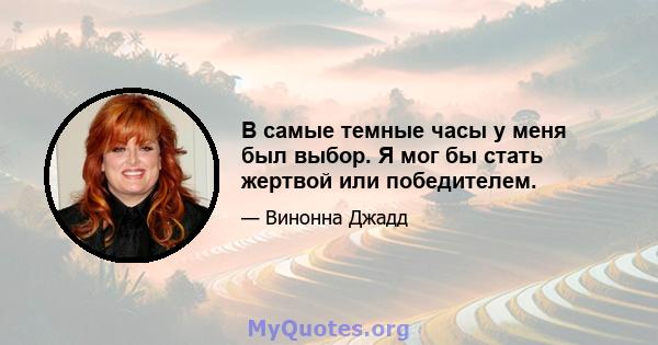 В самые темные часы у меня был выбор. Я мог бы стать жертвой или победителем.