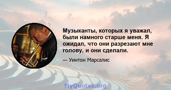 Музыканты, которых я уважал, были намного старше меня. Я ожидал, что они разрезают мне голову, и они сделали.