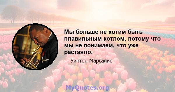 Мы больше не хотим быть плавильным котлом, потому что мы не понимаем, что уже растаяло.