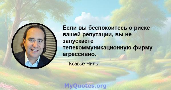 Если вы беспокоитесь о риске вашей репутации, вы не запускаете телекоммуникационную фирму агрессивно.