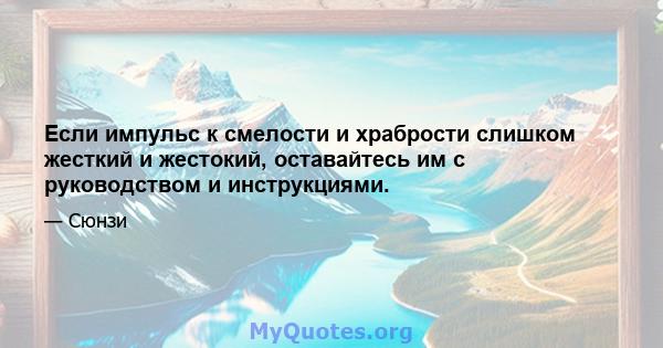 Если импульс к смелости и храбрости слишком жесткий и жестокий, оставайтесь им с руководством и инструкциями.