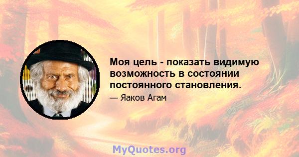 Моя цель - показать видимую возможность в состоянии постоянного становления.