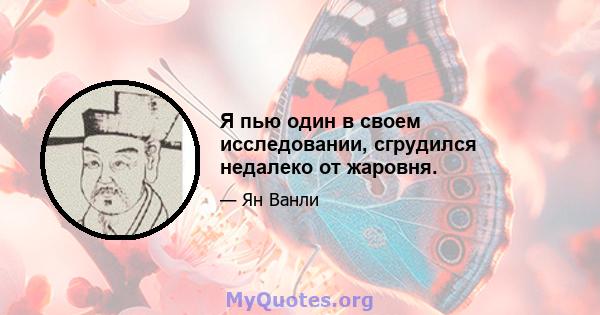 Я пью один в своем исследовании, сгрудился недалеко от жаровня.