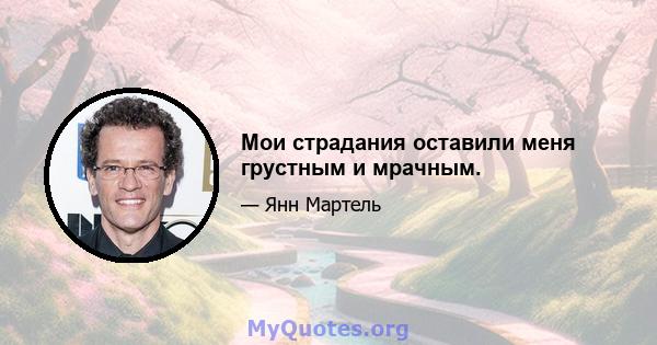 Мои страдания оставили меня грустным и мрачным.