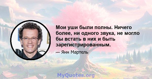 Мои уши были полны. Ничего более, ни одного звука, не могло бы встать в них и быть зарегистрированным.