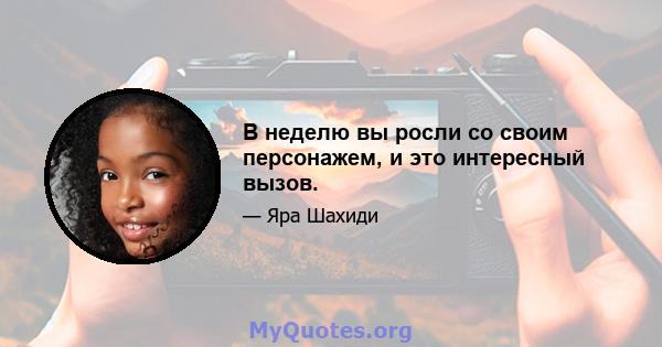 В неделю вы росли со своим персонажем, и это интересный вызов.