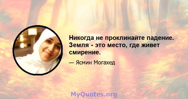 Никогда не проклинайте падение. Земля - ​​это место, где живет смирение.