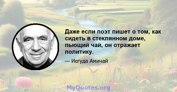 Даже если поэт пишет о том, как сидеть в стеклянном доме, пьющий чай, он отражает политику.