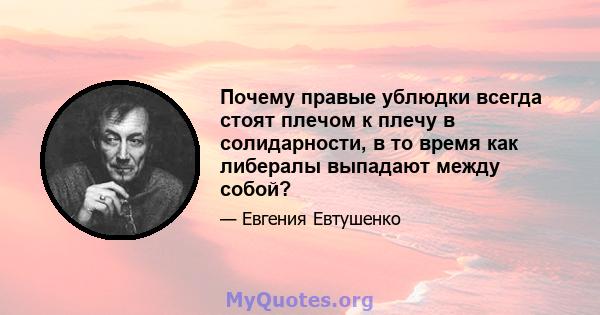 Почему правые ублюдки всегда стоят плечом к плечу в солидарности, в то время как либералы выпадают между собой?